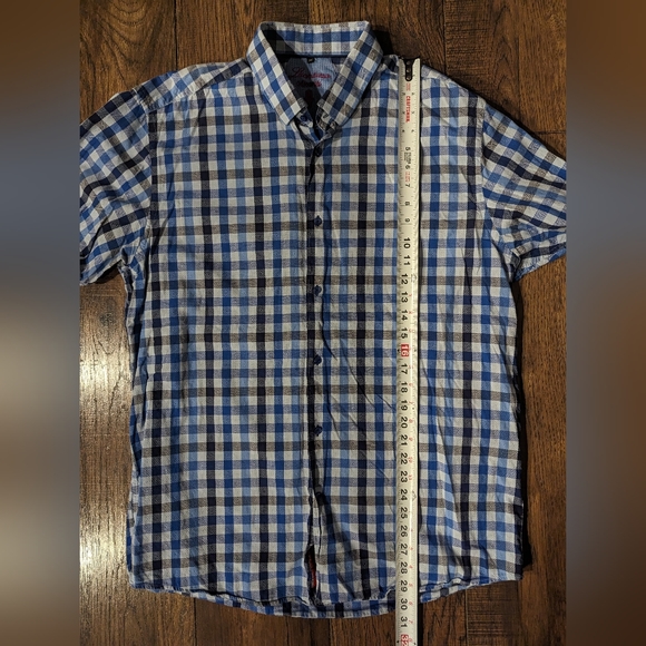 Luchiano Visconti Blue Shirt Mens XL Multicolor Plaid Squares Button Up Long Sle - Picture 9 of 16